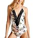 Mitang Women's One Piece Floral Lace Halter Monokini Floral L(US8-10)