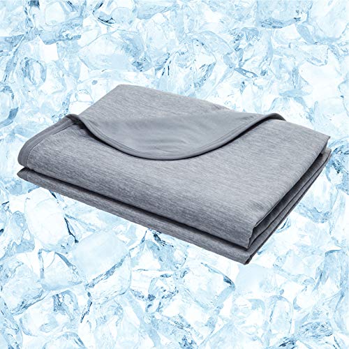 Bedsure Cooling Blanket for Hot Sleepers - Throw Blanket Cold Blankets for Sleeping Double Fabric Summer Blanket Japanese Cooling Fiber and Breathable Absorb Body Heat (Grey, Twin)