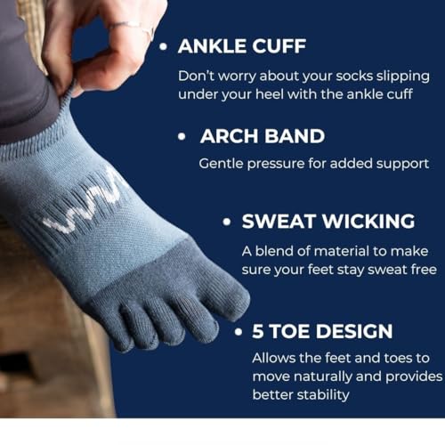 Toe Socks Unisex | Low Ankle Cut 5 Finger Cotton Mesh Wicking Athletic Style | 1 Pack3