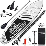 rolimate Tabla de Remo Inflable de pie, con Todos los Accesorios de Sup y Bolsa de Transporte de 120 Pulgadas de Largo / 6 Pulgadas de Grosor de Aleta Inferior para remar (Negro)