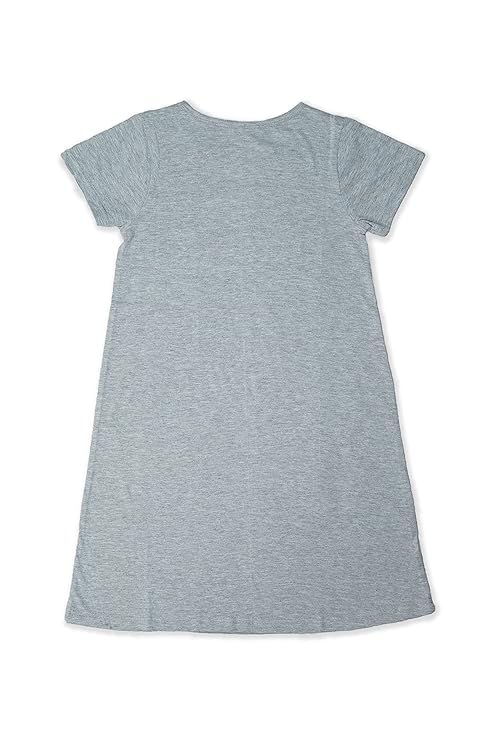 Image of Clotth Theory Girls Cotton Nightdress | Knee Length Nighty | Round Neck Short Sleeve Soft Sleepwear