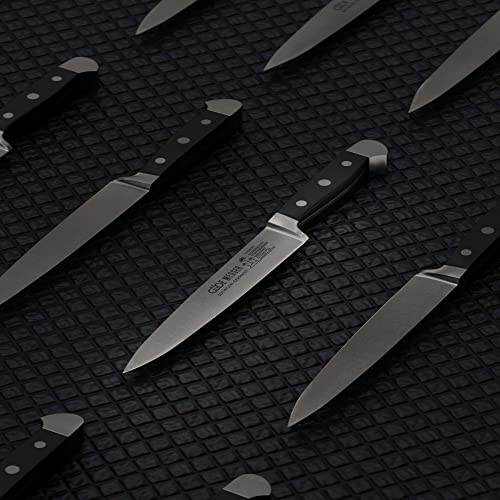 GÜDE Solingen - Schinkenmesser geschmiedet, 21 cm, POM schwarz, ALPHA, Tranchiermesser, Doppelkropf, Handmade Germany