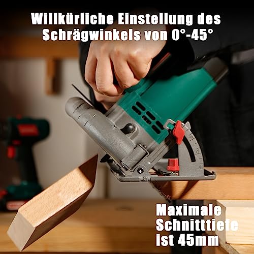 HYCHIKA Handkreissäge, 1300W 4500RPM Kreissäge 185mm, Leistungsstarker Motor, Schnitttiefe 65mm...