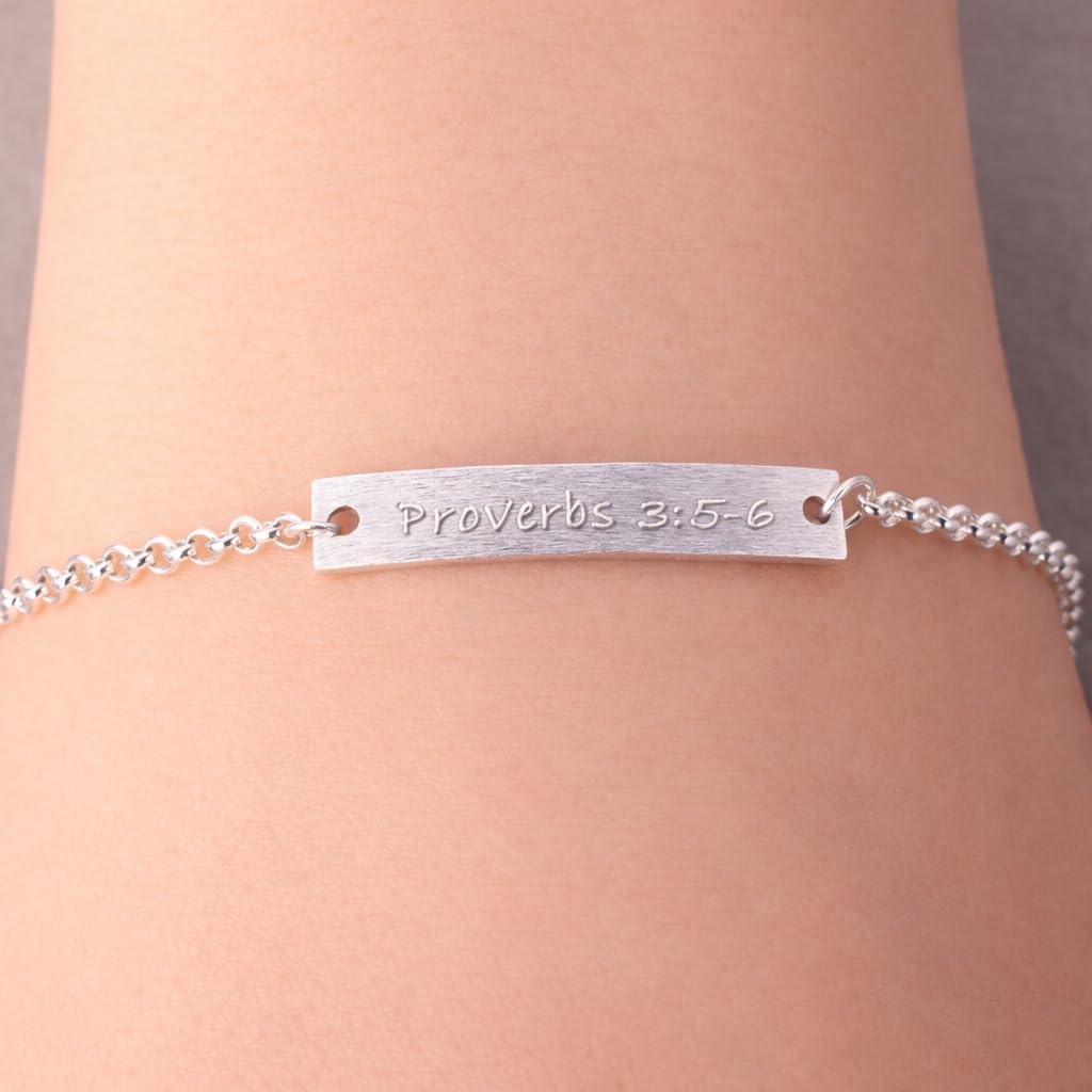 Proverbs 3 5 6 Bracelet for Women, 925 Sterling Silver Bible Verse Christian Faith Jewelry, Inspirational Gift for Her - Image 3