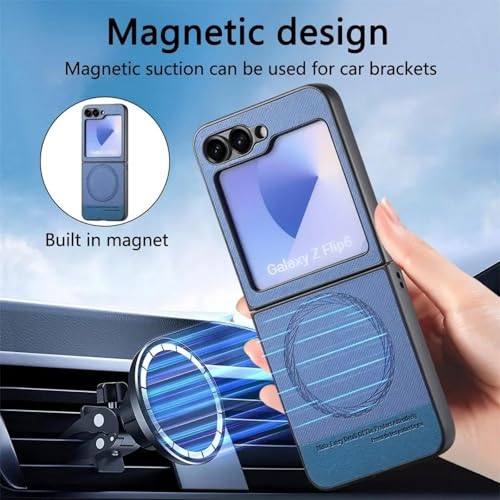 Coque magnétique pour Samsung Galaxy Z Flip4 bleue protectrice - 5