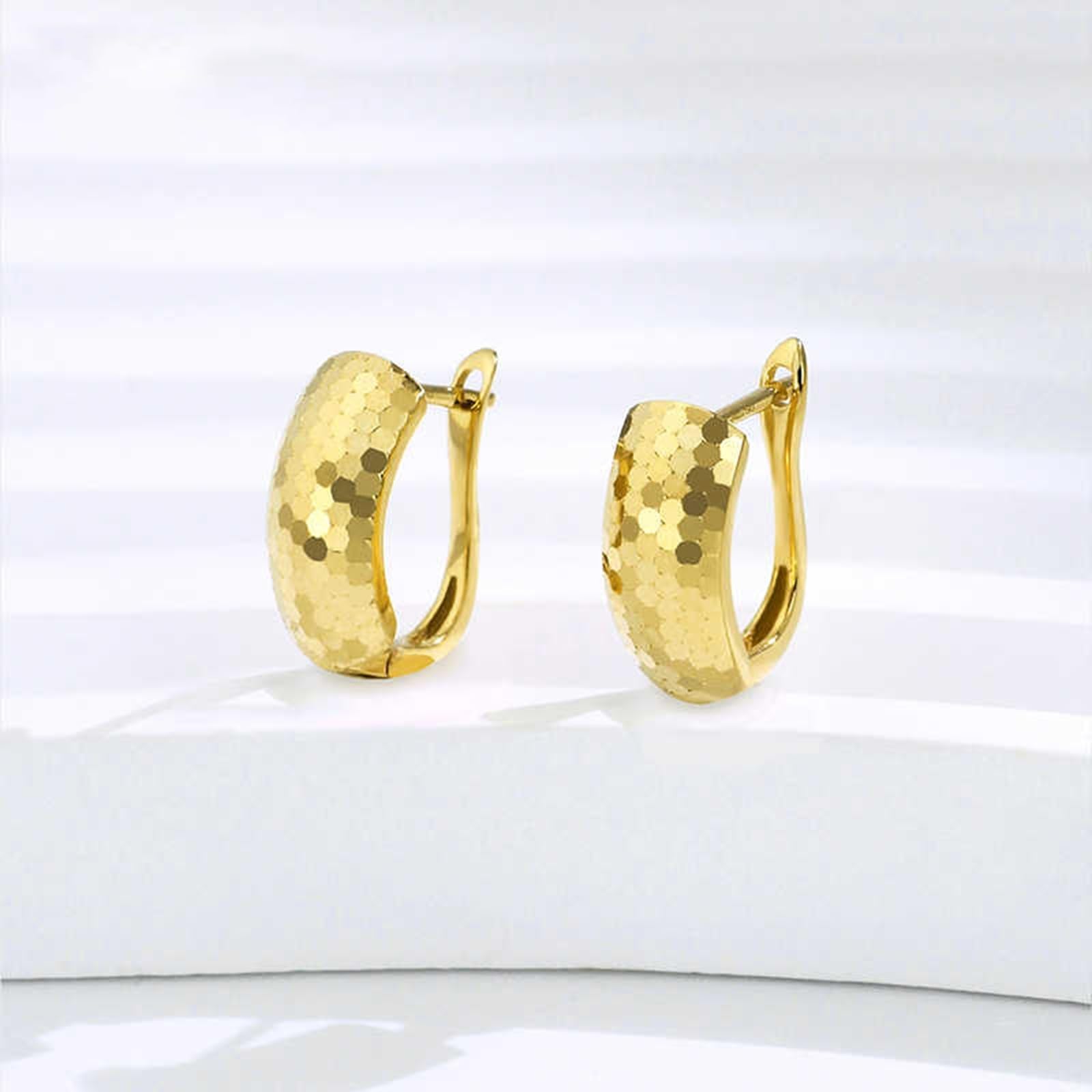 Ohrringe Echt Gold Creolen 375/585/750 Damen, Creolen Frauen Elegant Mehrfach Facettiert, Echtschmuck Hochzeit Braut