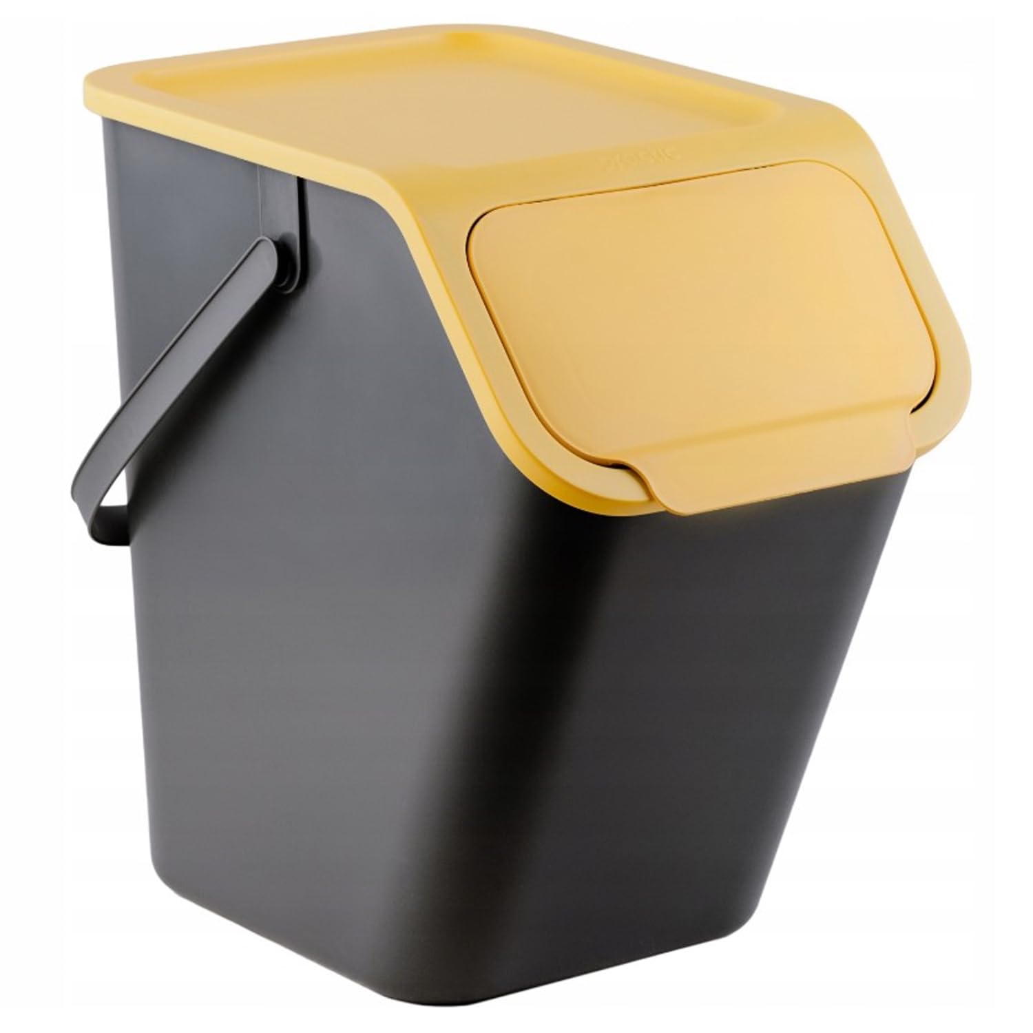 Practic Bini Juego de 3 Cubos de Basura, Cubos Apilables, Tapa con Sistema de Clic, Separación de Residuos de Cocina (3x25L + filtros)