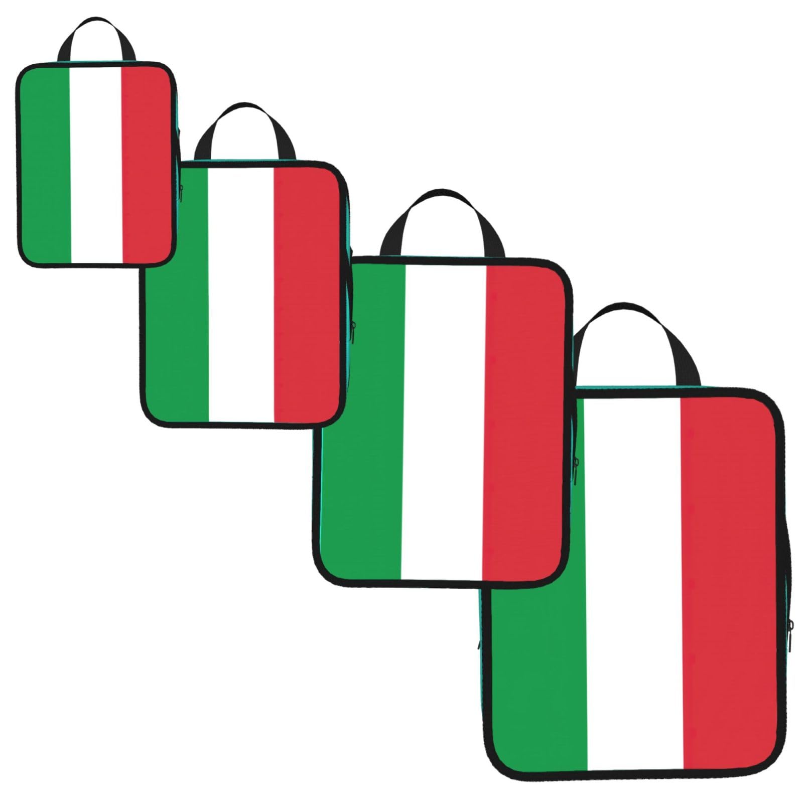 Italian flag Print 4 Set Compression Packing Cubes for Suitcases,Expandable Storage Bag Organizers