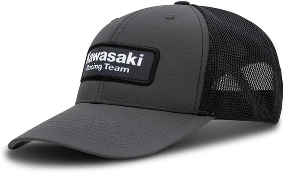 Race Team Baseball Cap Compatible with Kawasaki Gray Color Adult Mesh