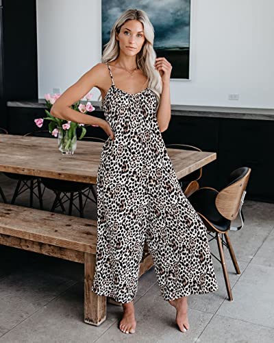 X-Image Women's Sexy Leopard Print Spaghetti Strap Long Pants Jumpsuits Rompers Leopard Print, S #TOP2