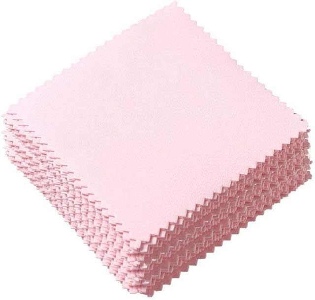 Vixzero 50 Pack Jewelry Cleaning Cloth Polishing Cloth for Sterling Silver Gold Platinum Pink