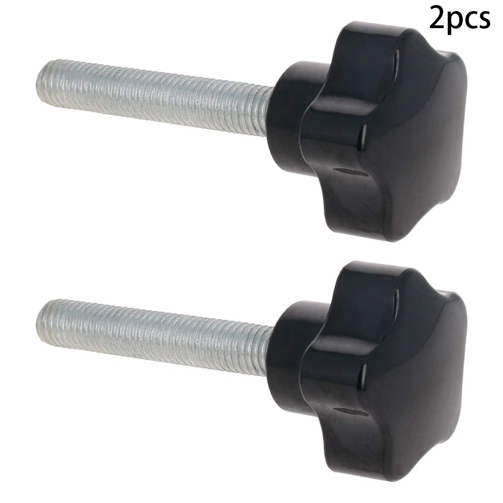 Aicosineg Star Knobs Male Thread Clamping Knob Screw Hand Tightening Knob Quick Removal Replacement Parts M10x40mm length 60mm Black 2Pcs
