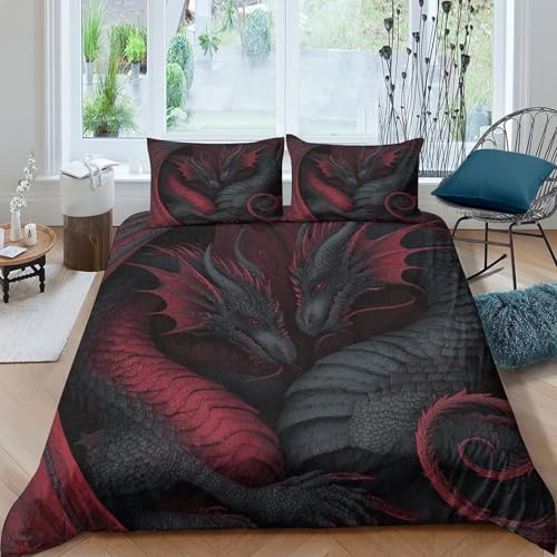 Housse de couette dragon en microfibre premium, parure de lit 3D confortable et résistante - 4