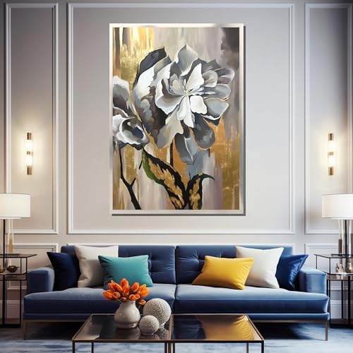 Impression sur toile fleurs or et gris décoration murale maison - 3