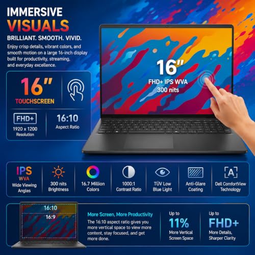 Image of Dell 16 DC16255 Touchscreen Laptop 16GB DDR5 1TB SSD AMD Ryzen 7 250 CPU