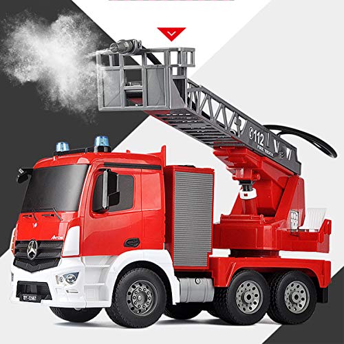 Fisca RC Truck Remote Control Fire Engine Truck 9 CH 2.4G Hobby Electronics Toys with LED Lights Sim
