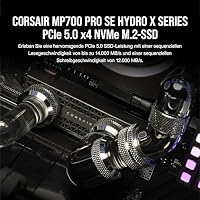 Corsair MP700 PRO SE Hydro X Series 4 TB M.2 PCIe Gen5 x4 NVMe 2.0 SSD – M.2 2280 – Bis zu 14.000 MB/s Sequenzielles Lesen – Hochdichter TLC NAND – Vorinstallierter Wasserkühler – Schwarz – Ansicht 2