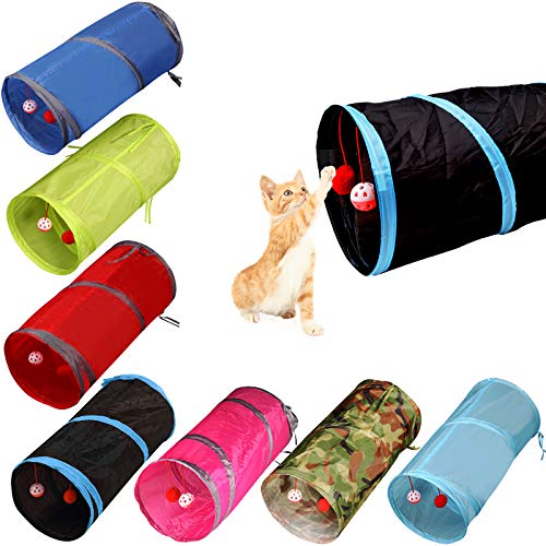 Icagy Cat Tunnel For Indoor Cats Interactive, Rabbit Tunnel Toys, Pet Toys Play Tunnels For Cats Kittens Rabbits Puppies Crinkle Collapsible Pop Up Sky Blue 20" #TOP4