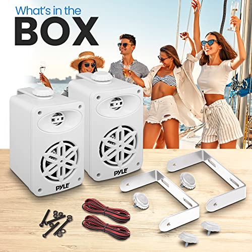 Image of PyleUsa Indoor Outdoor Speakers Pair - 200 Watt Dual Waterproof 3.5 inch 2-Way Full Range Speaker System w / 1 /2 inch High Compliance Polymer Tweeter - in-Home, Boat, Deck, Patio, Poolside (White) - PDWR35WT