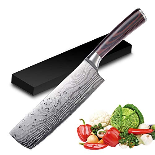 UniqueFire Coltello da Cuoco Cucina, 7  Coltello Nakiri da Cucina per Verdure e Frutta, Cucina Coltello da Chef Manico Ergonomico la Scelta Migliore per la Cucina e Il Ristorante di Casa