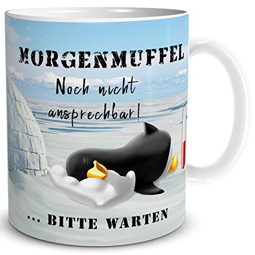 TRIOSK Tasse Morgenmuffel Pinguin lustig mit Spruch Nicht ansprechen Geschenk für Arbeit Büro Frauen Freundin Kollegin Pinguinliebhaber Cover