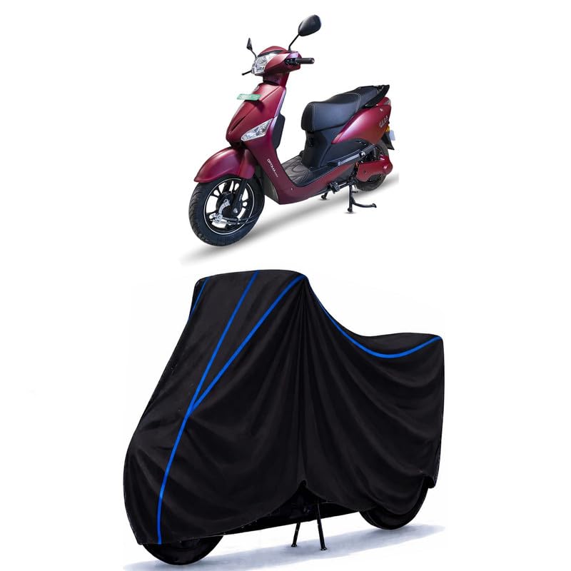 Image of Scooty Cover Water Resistant for Optima HX | Universal Scooter & Bike Cover | Heavy Duty UV Dust, Rain & Scratch Protection | Elastic Fit All Weather Indoor Outdoor | Black with Blue Piping