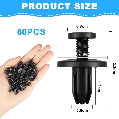 Plastic Rivet Fasteners, 60 PCS Car Body Retainer Clips Set, 6mm Expansion Rivets Plastic, Push Type Retainer Clips, Bumper Clips, Universal Automobile Trim Panel Clip