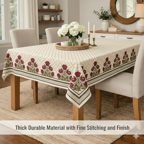 Image of STITCHNEST 'Tavola Luxe Series' Dining Table Cover 54x78 Inches | 4 Seater - 6 Seater Rectangular Dining Table Cover | Premium Fabric, Washable & Colour Fast