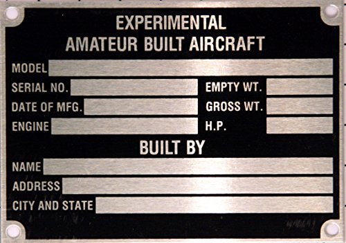 Placa de identificación para aeronaves de acero inoxidable