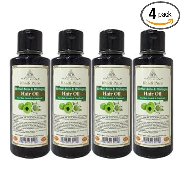 Khadi Pure Herbal Amla & Bhringraj Hair Oil, 210 ml (Pack of 4)