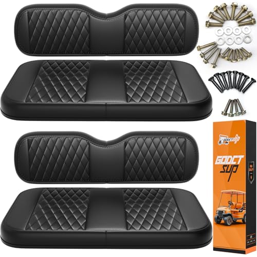 GODCTSUP 4PCS Golf Cart Seat Replacement Cushion Kit for EZGO TXT&Medalist 1994-2013 Golf Cart EZGO Front&Rear Seat Cushions- Includes Soft Seat Cushion and Back Cushion Set (Black)