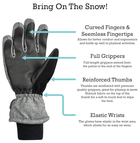 Image of N'Ice Caps Kids Waterproof Winter Thinsulate Warm Gloves | Boys and Girls Snow Ski Gloves with Durable Grippers on Palms, Fingers and Thumbs, 3M Insulation Ideal for Cold Weather