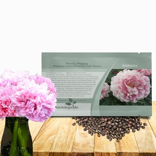 Outsidepride Peony Pale Rose Poppy Seeds for Planting - 5,000 Pcs Annual, Drought-Tolerant & Easy to Grow Wildflower Seeds with Vibrant Light Pink Blooms for Landscaping, & Pollinator Garden