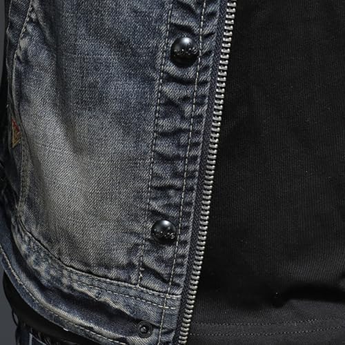 Jean Jacket for Men Slim Fit Vintage Washed Denim Jacket Coat Long Sleeve Teen Boys Hip Hop Rock Motorcycle Jackets4