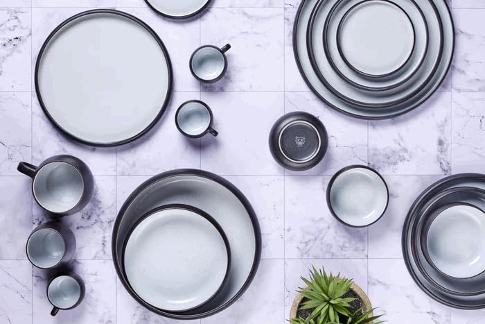 Bjorn Obstschale GOURMET Ø22 & Ø30 cm – Design Servierschale aus Keramik, modernes Geschirr Set für Tisch & Küche, Schwarz Onyx & Weiß
