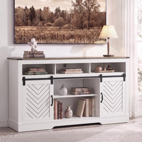 Image of RoyalCraft Farmhouse TV Stand with Sliding Barn Door for TVs up to 65+ Inch