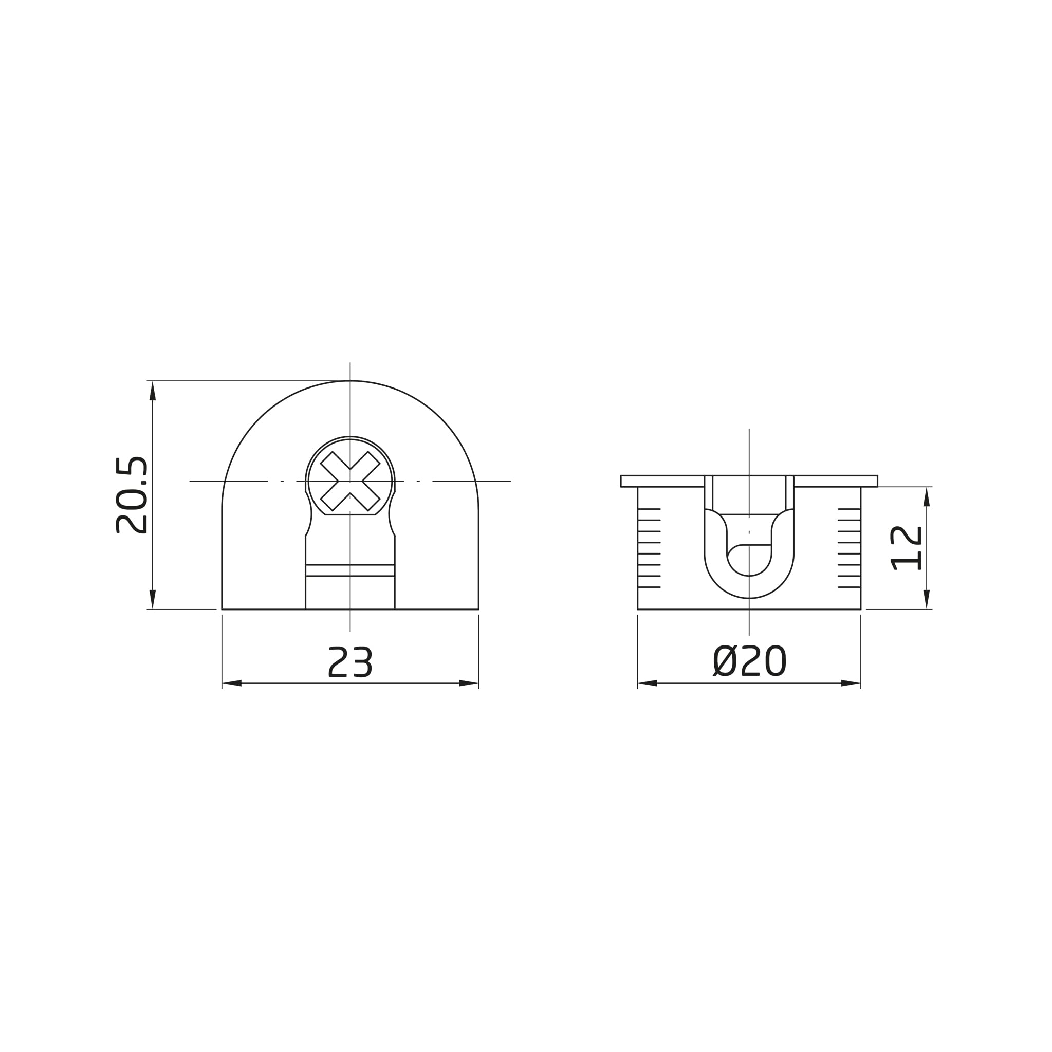 Amig, Eccentric Hitch, M6, diameter 20 x 12.5 mm, 4 Units, for Assembling Boards with Screws Model 60 of M9 - Image 2