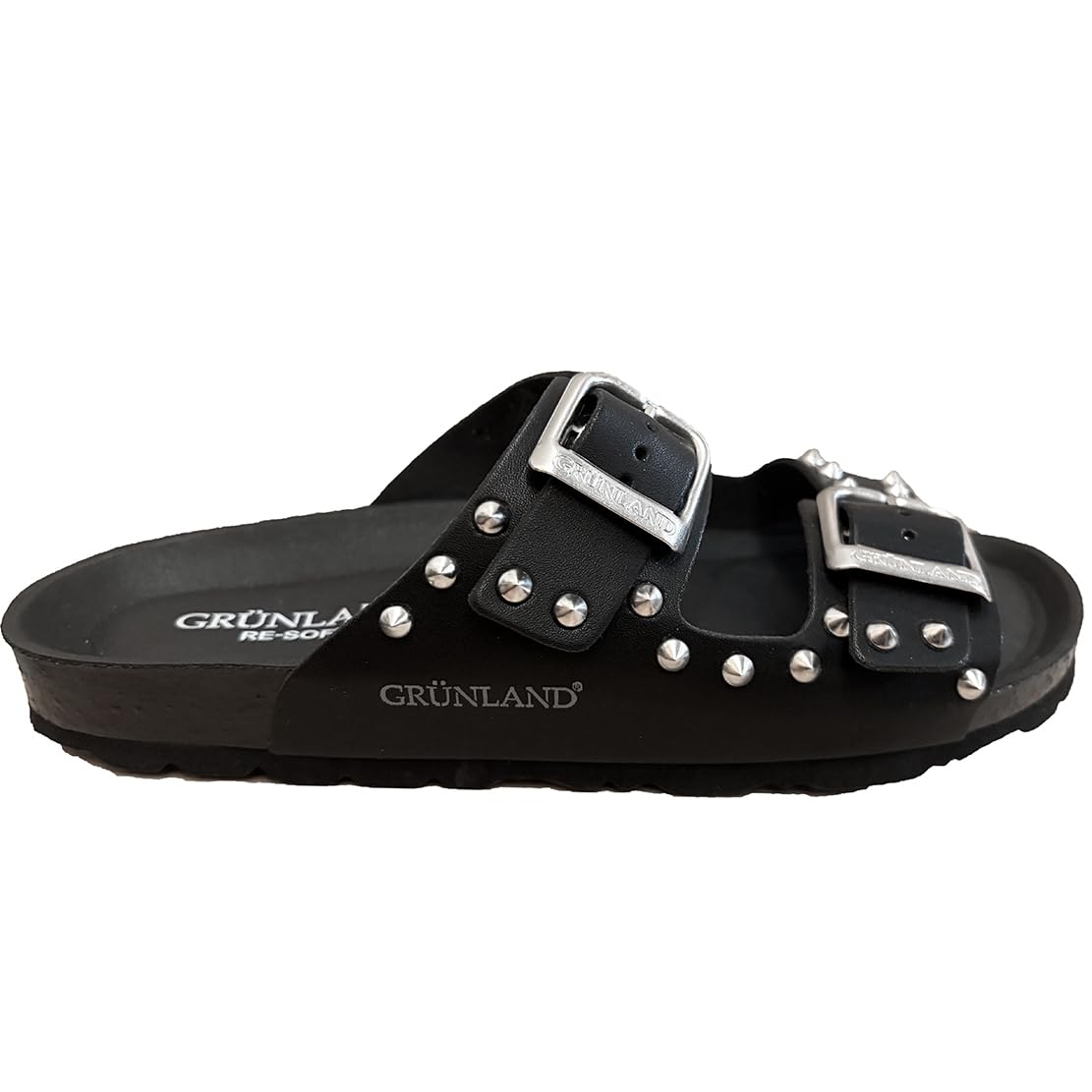 Grunland ciabatte con borchie donna STELLA DARK sandali ecopelle doppia regolazione con sottopiede anatomico RE-Soft
