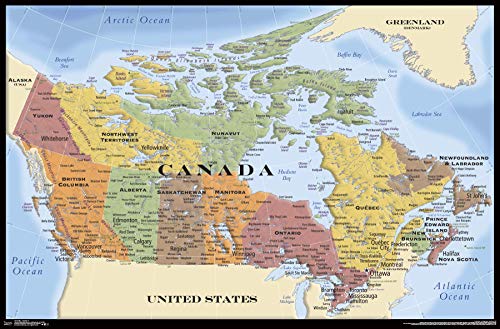 Trends International Map-Canada Wall Poster, 22.375" x 34", Poster & Mount Bundle