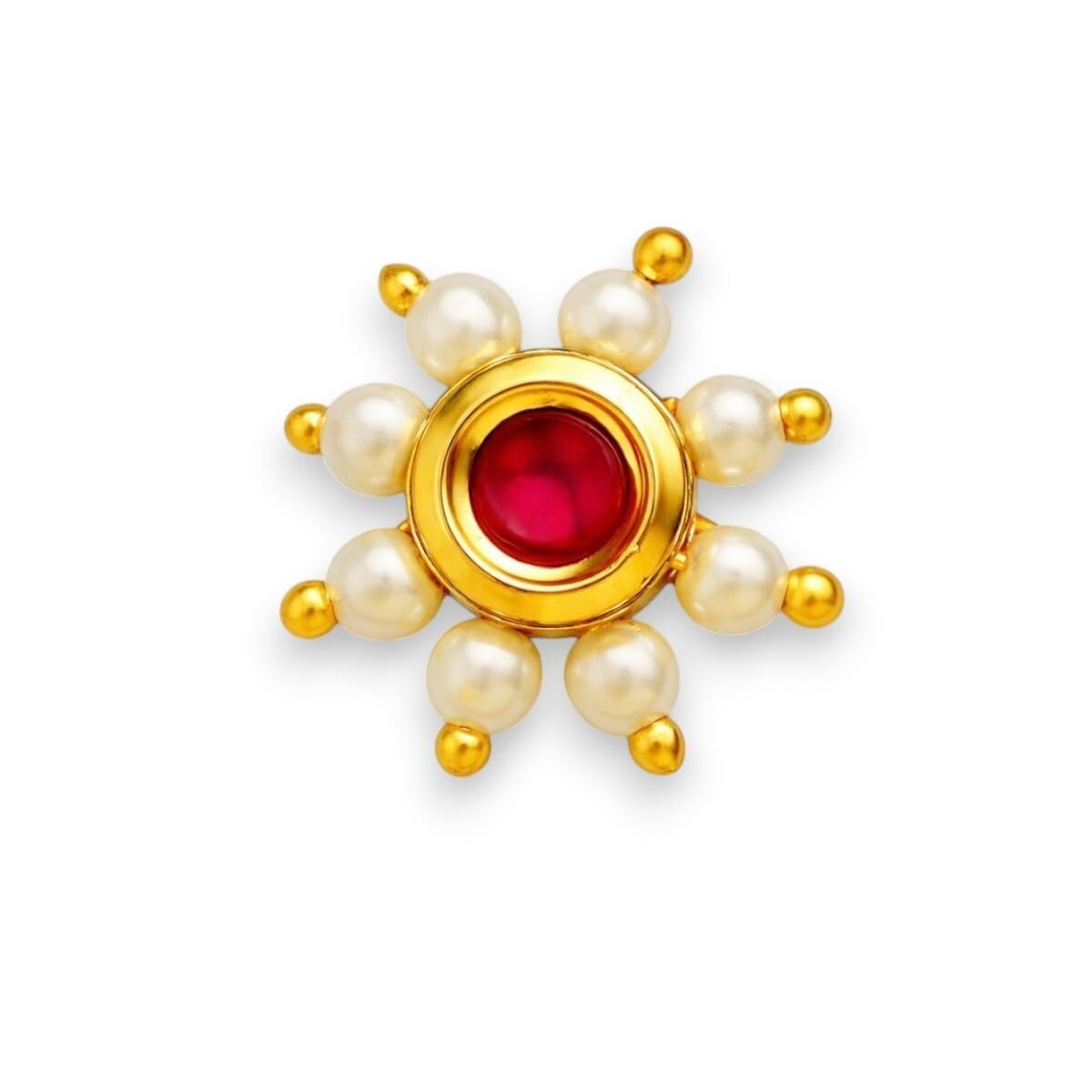 accessher Traditional and Ethnic Kundan and Pearls Embellished Delicate Floral Shape Design Non-Piercing Clip On Nose Pin/Nose Ring for Women and Girls Pack of 1-picture-44