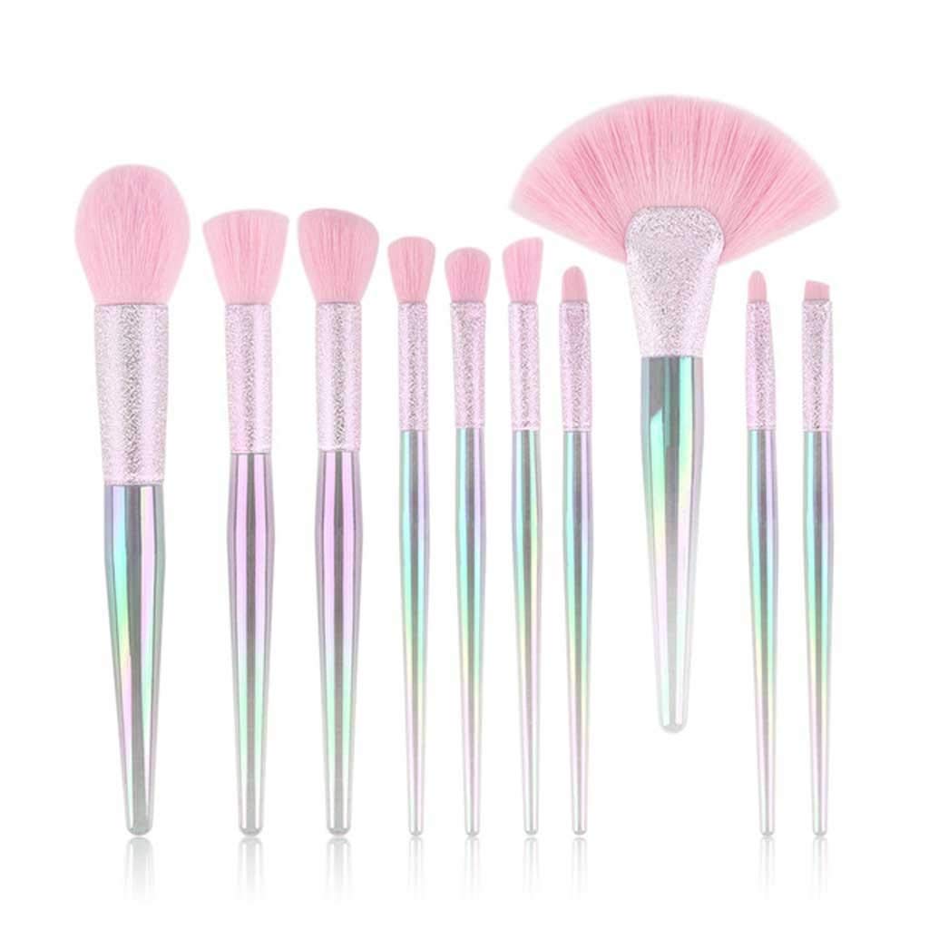 Pinceaux de maquillage colorés avec manche cristal givré pour appliquer fond de teint et blush