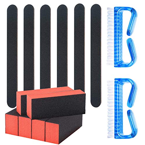 Apicallife Professional Nail file and Buffer, 6 Nail Files and Nail Sanding Buffer Block and 2 Handle Nail Brush Pedicure Nail Manicure Tool Set