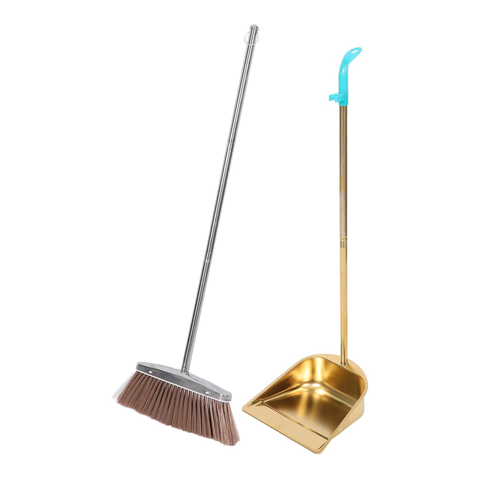 EXCEART Set Paletta e Scopa da Pavimento in Acciaio Inox Oro