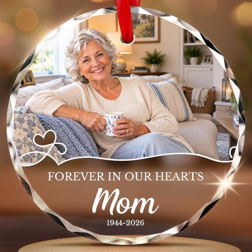 Image of Memorial Christmas Ornament 2026, Personalized Glass Photo Keepsake