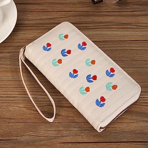 PU Leather Long Wallet Card Holder Phone Bag Change Pocket for Women Girls Coin Purse Money Bag Handbags Women Long Wallet (White)3