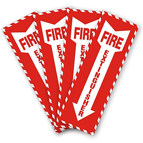 Uflashmi Fire Extinguisher Sign, Fire Extinguisher Sticker Signs, 4 Pack, 4” x 12”