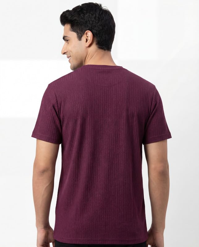 Image of Poly Cotton Frill Round Neck T-Shirt for Men | |