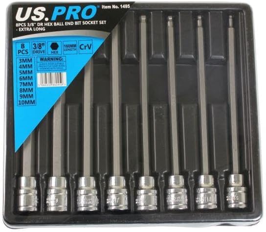 US PRO HEX/Allen BIT Socket Set 3/8"dr Long Reach Ball End 3 4 5 6 7 8 9 10mm