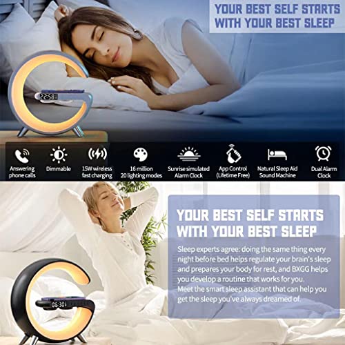 SUWIAKLALL LED Smart Wake Up Light Alto-falante Luzes noturnas Carregador Candeeiro de branco para e