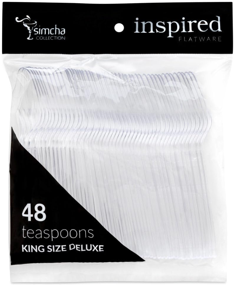 Clear Teaspoons, Disposable Cutlery Set, Case of 1152 (24 packs x 48)